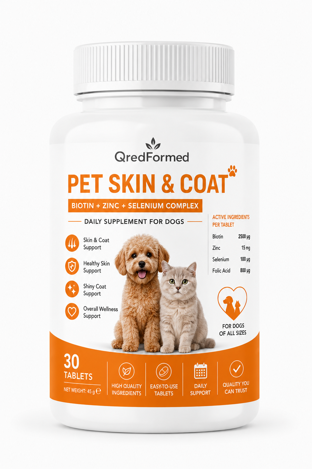 PET SKIN & COAT - Biotin + Zinc + Selenium Complex - 30 Tablets