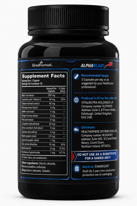 AlphaBlast – Men’s Daily Vitality, Energy & Active Lifestyle Support – 30 Capsules