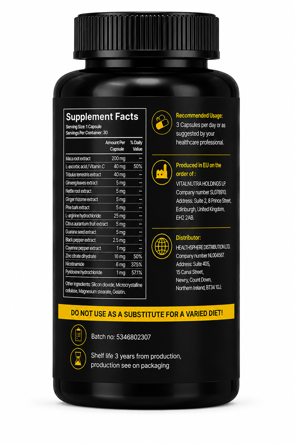 Maca Capsules – Daily Vitality & Wellness Formula – 30 Capsules