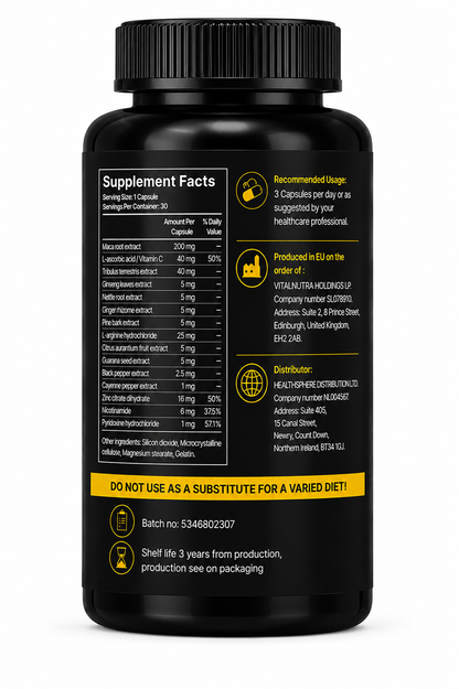 Maca Capsules – Daily Vitality & Wellness Formula – 30 Capsules
