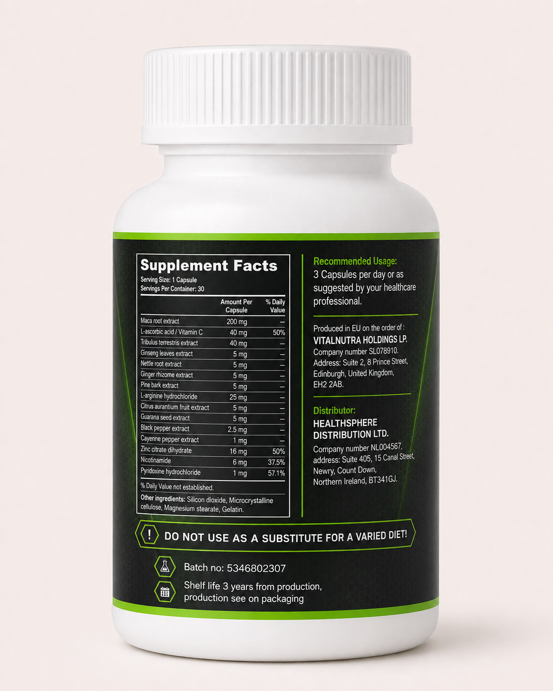 NITRO FORCE – Men’s Vitality & Active Lifestyle Formula – 30 Capsules