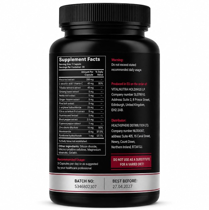 Hard Max – Men’s Vitality & Wellness Support Capsules – 30 Capsules