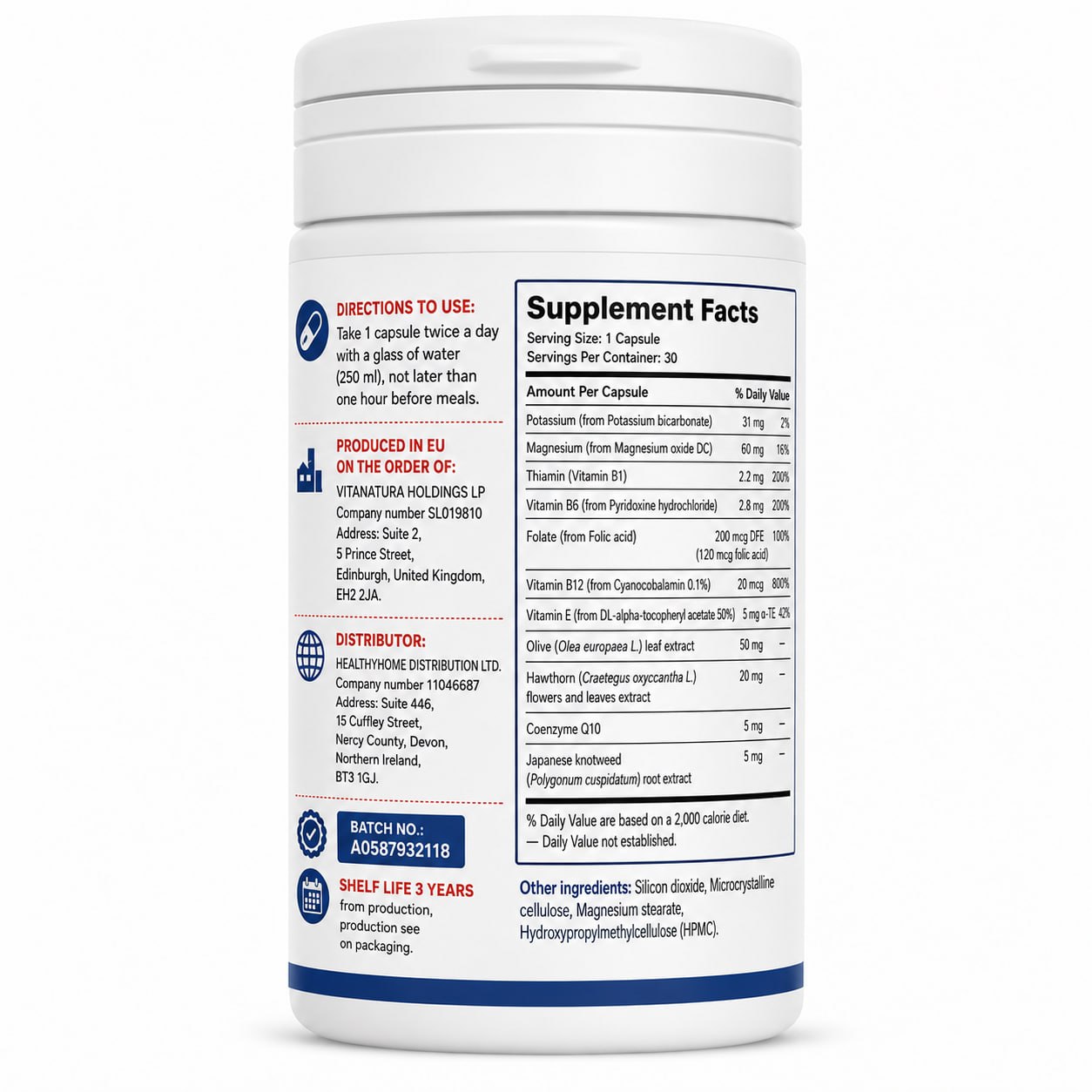 Hypocardis – Daily Cardiovascular Formula – 30 Capsules