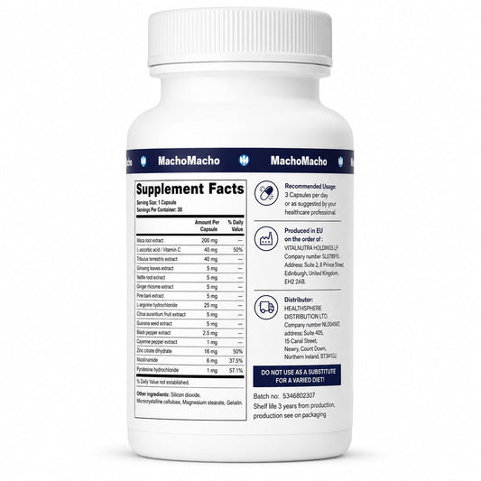 MachoMacho – Men’s Performance & Wellness Formula – 30 Capsules