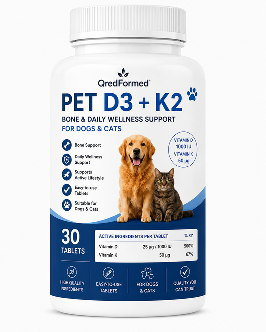 PET D3 + K2 - Bone & Daily Wellness Support for Dogs & Cats - 30 Tablets