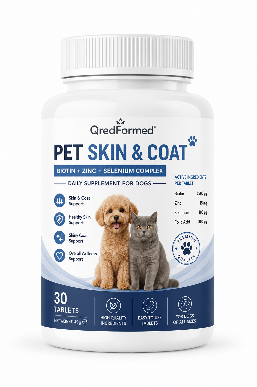 PET SKIN & COAT - Biotin + Zinc + Selenium Complex - 30 Tablets