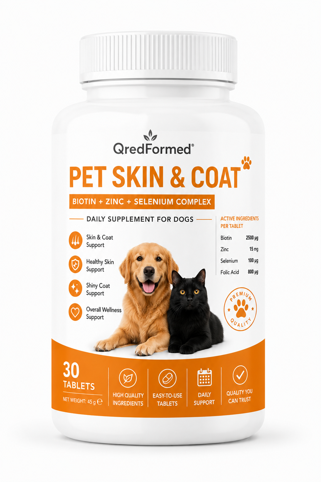 PET SKIN & COAT - Biotin + Zinc + Selenium Complex - 30 Tablets